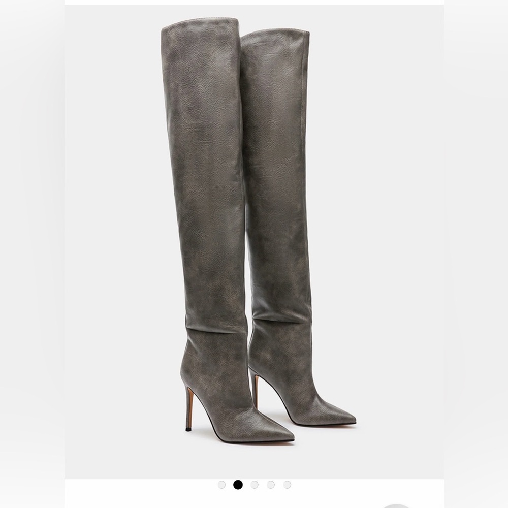 Steve Madden Gray Over-the-Knee Pointed Stiletto Boots size 7.5